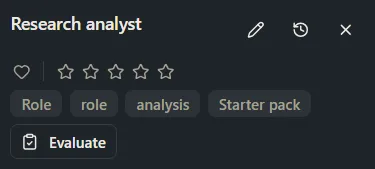 A block’s pane with an Evaluate button.